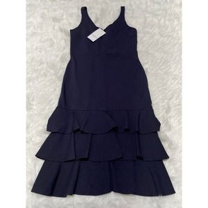 NWT Amanda Uprichard Eloise Dress $235 Ruffled Hem Midi Stretch Sz Large